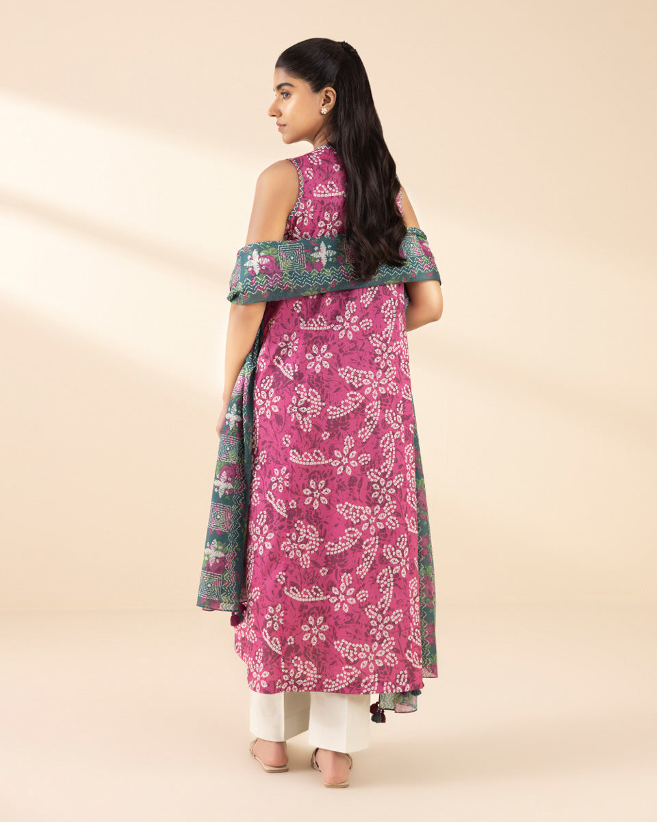 Unstitched Women's Pink Lawn Printed Shirt Dupatta