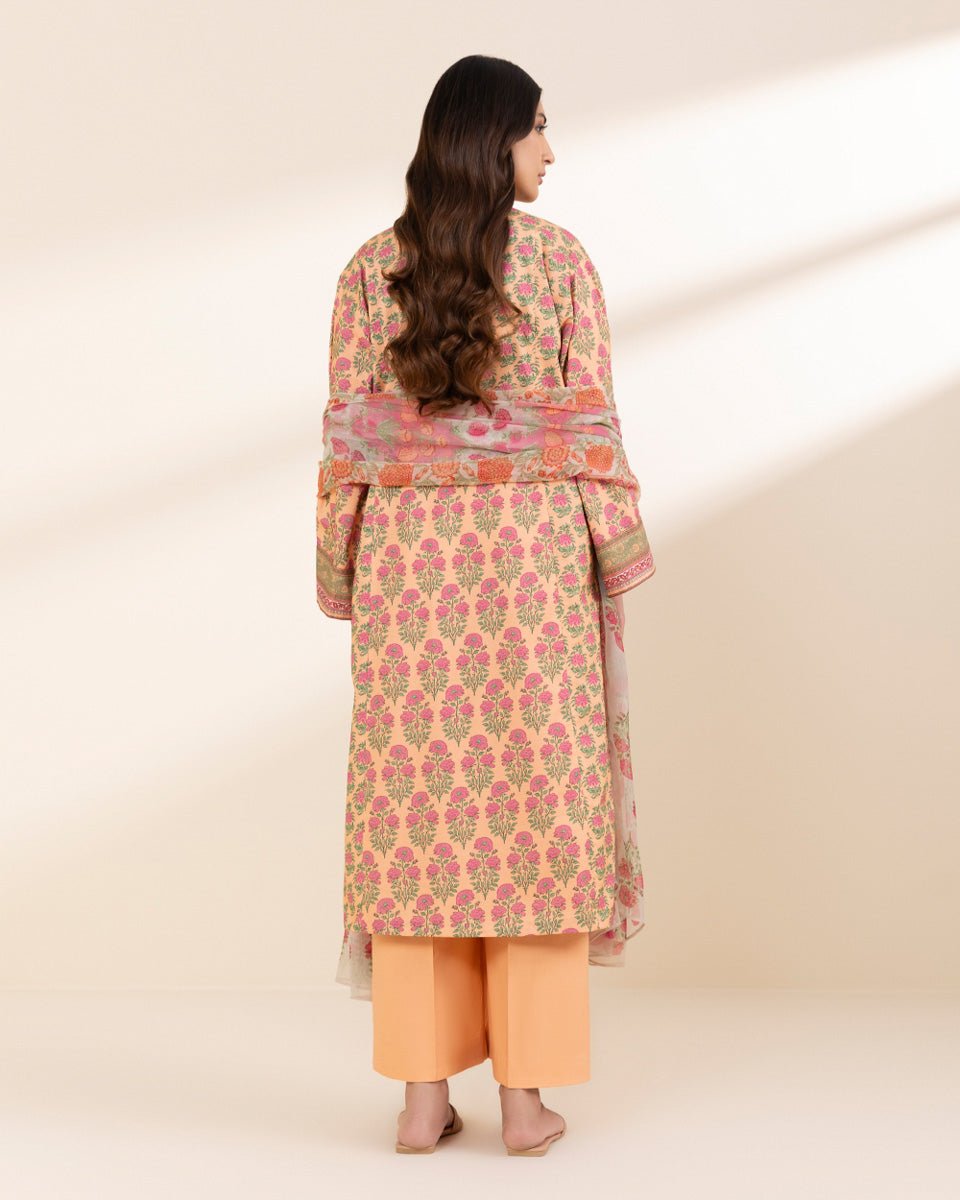 Unstitched Women's Pink Lawn Printed Shirt Dupatta