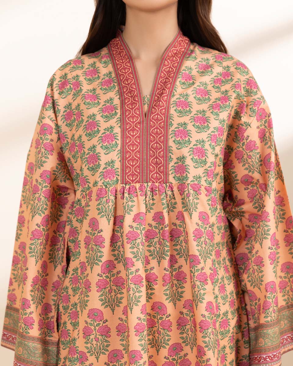 Unstitched Women's Pink Lawn Printed Shirt Dupatta