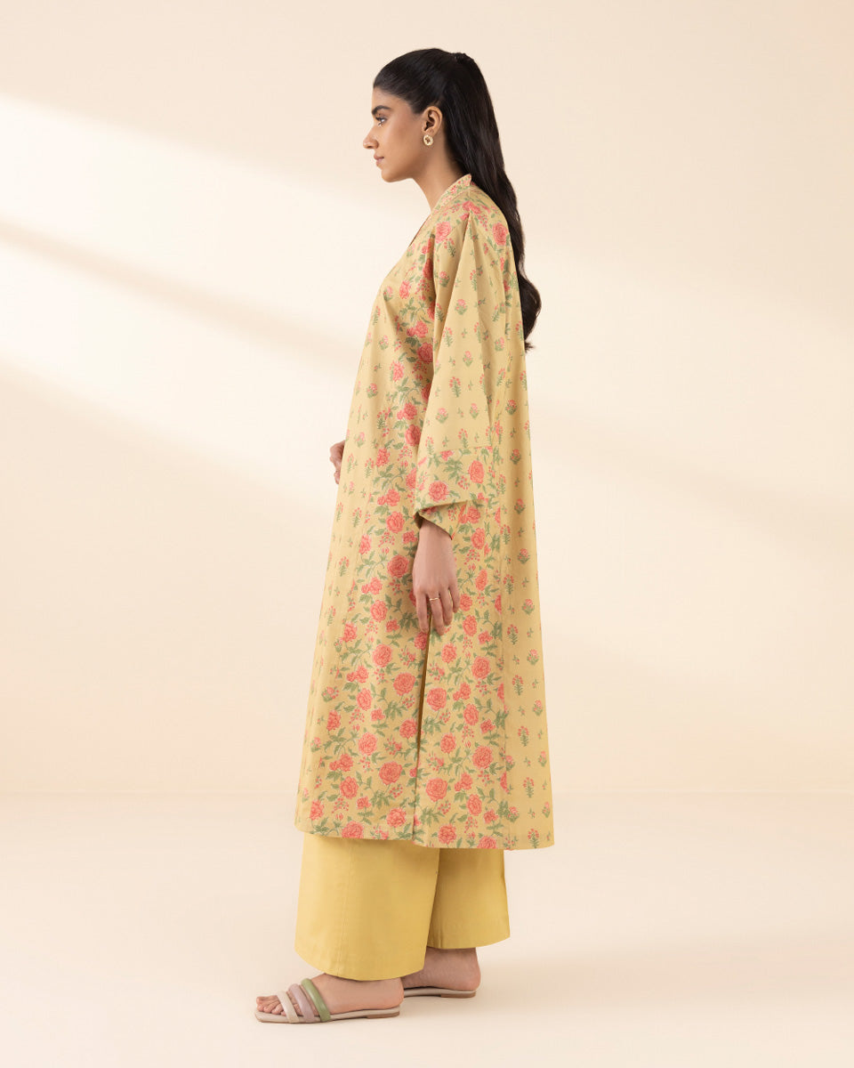 Unstitched Women's Yellow Lawn Printed Shirt Dupatta