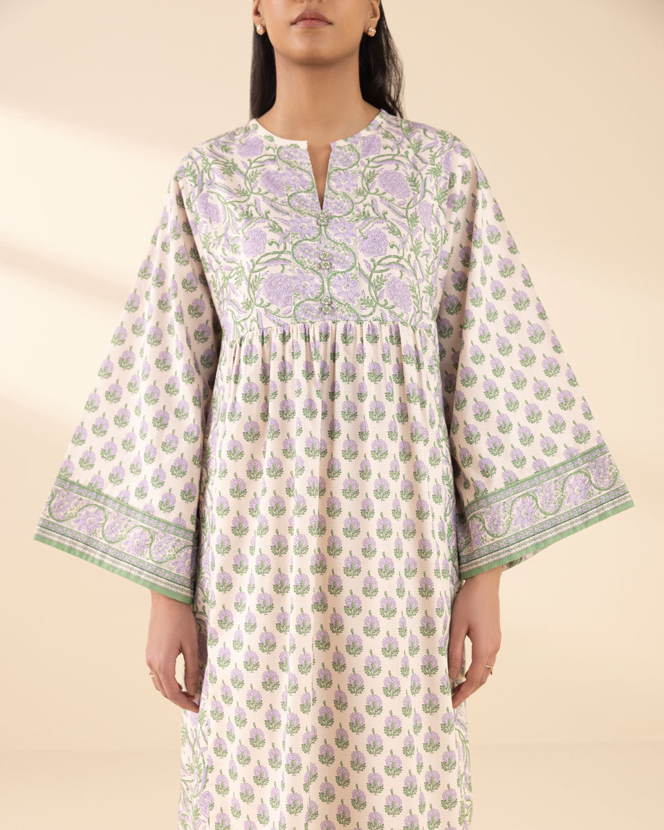 Unstitched Women's Off White Lawn Printed Shirt Dupatta