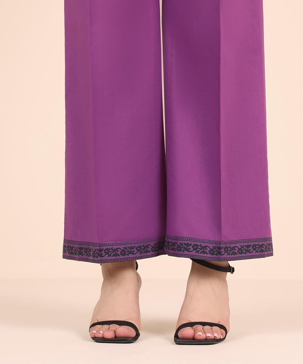 Unstitched Women's Solid Cotton Pink Trousers