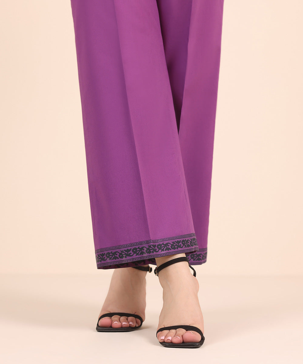 Unstitched Women's Solid Cotton Pink Trousers