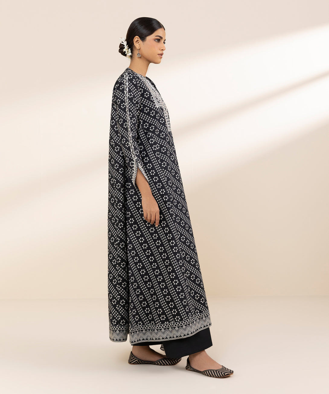 Women's Unstitched Cotton Embroidered Black 2 Piece Suit