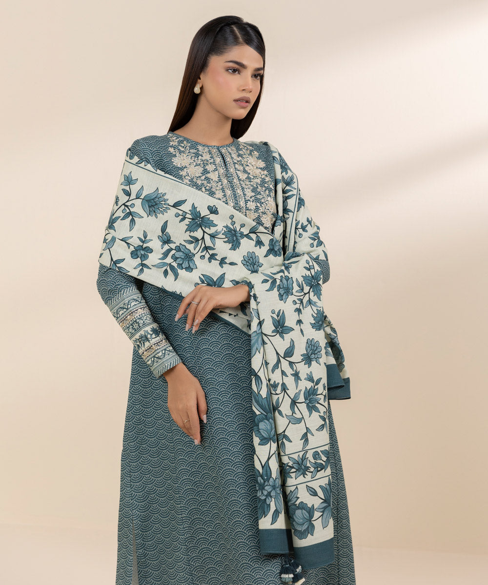 2 Piece - Embroidered Khaddar Suit