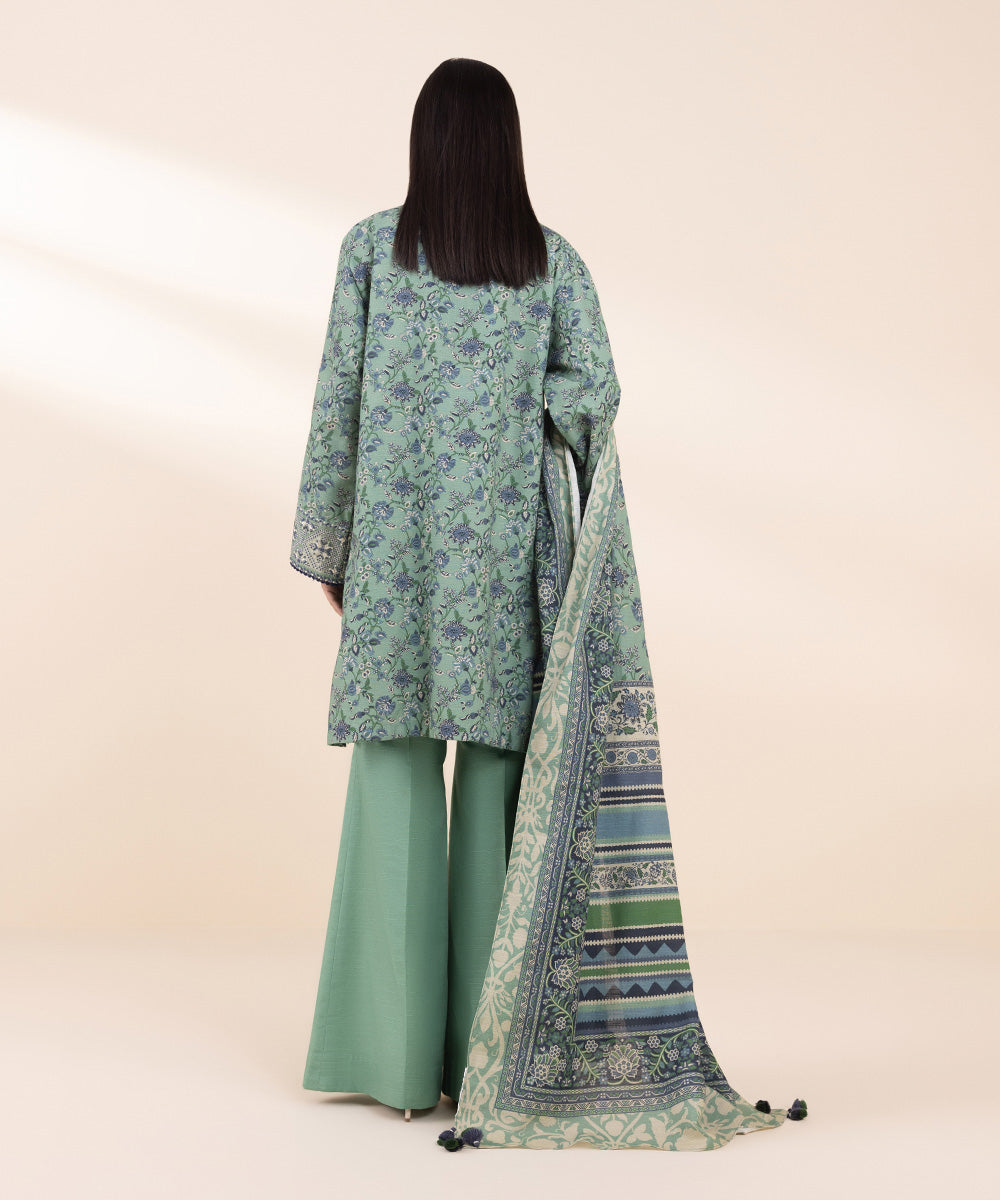 Women's Unstitched Khaddar Embroidered Green 2 Piece Suit