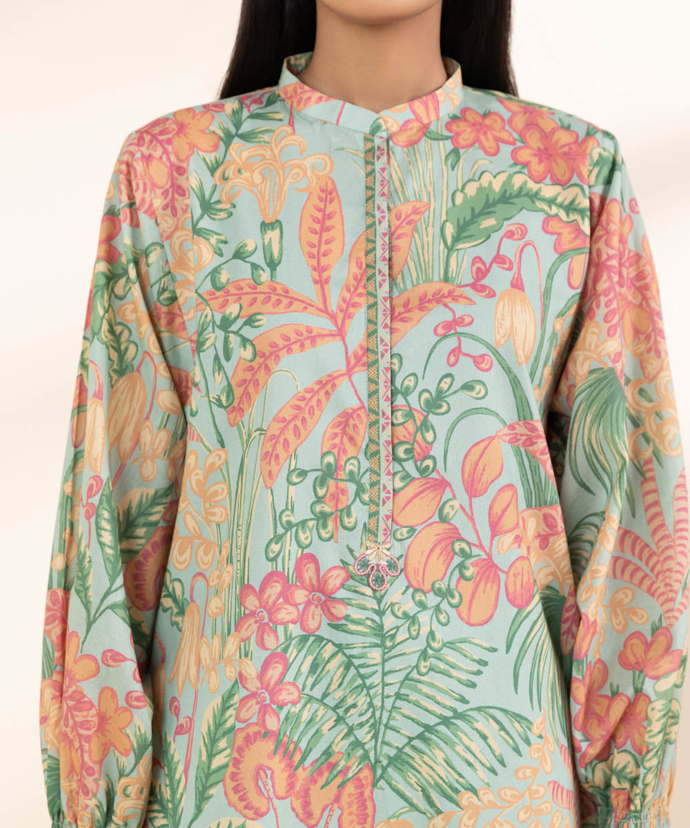 Unstitched Women's Embroidered Lawn Multi Shirt Dupatta