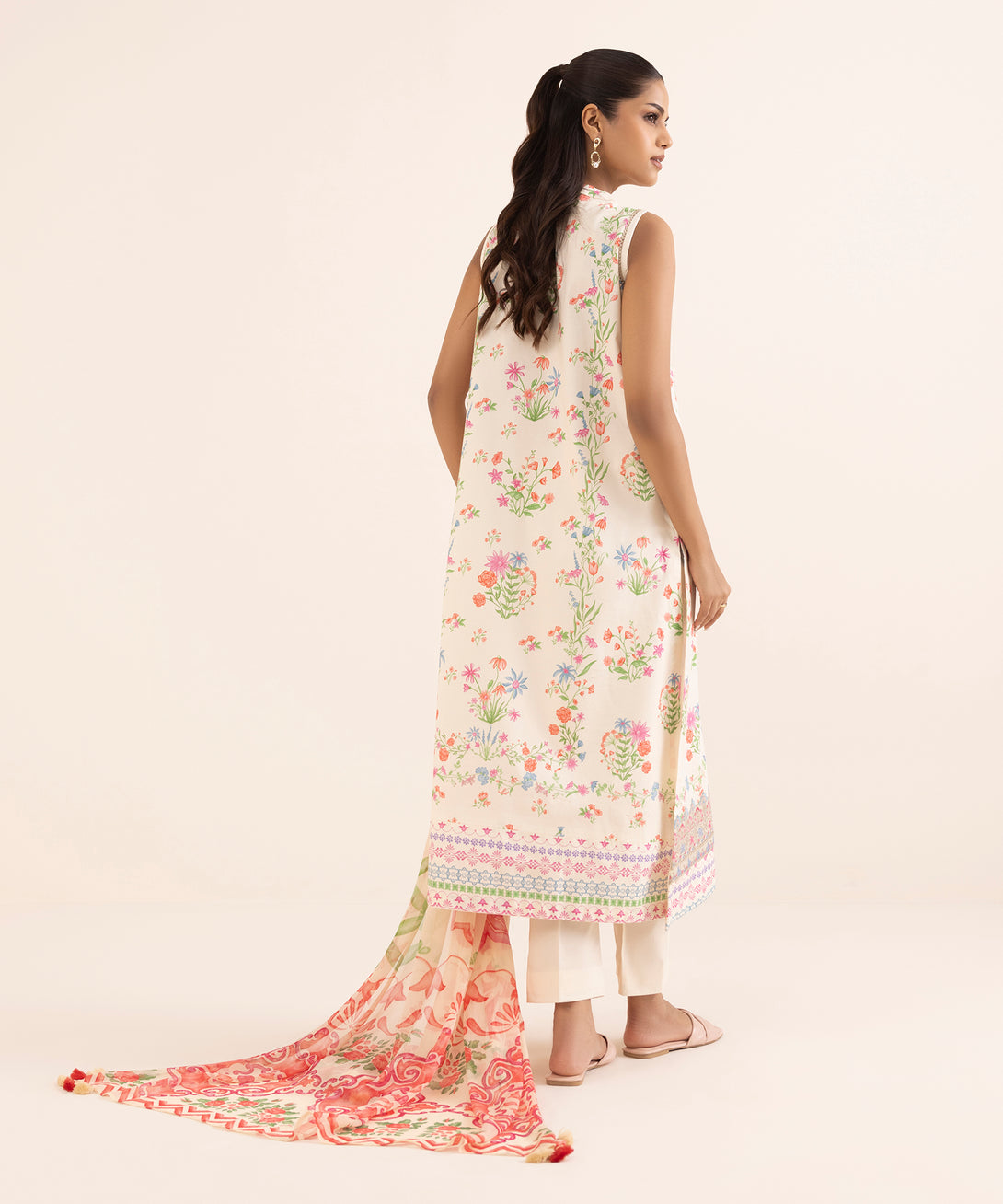 Women's Unstitched Lawn Embroidered Multi 2 Piece Suit