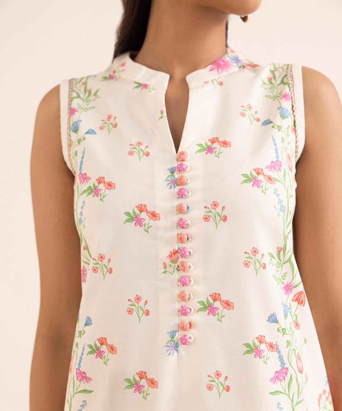 Women's Unstitched Lawn Embroidered Multi 2 Piece Suit