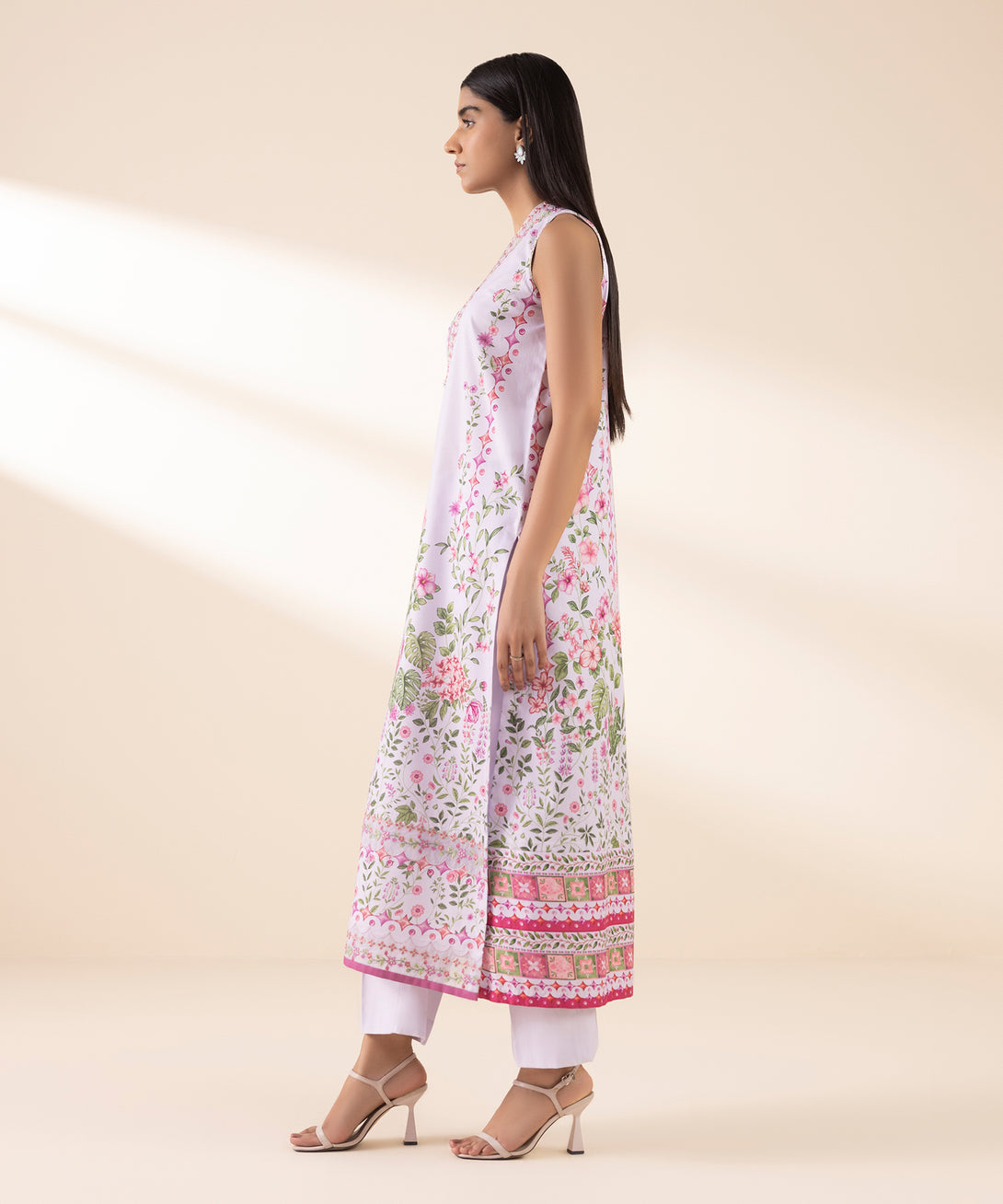 Women's Unstitched Lawn Embroidered Purple 2 Piece Suit