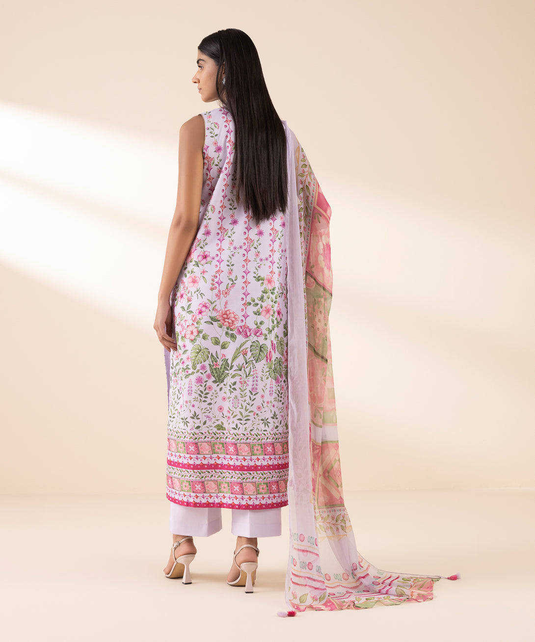 Women's Unstitched Lawn Embroidered Purple 2 Piece Suit