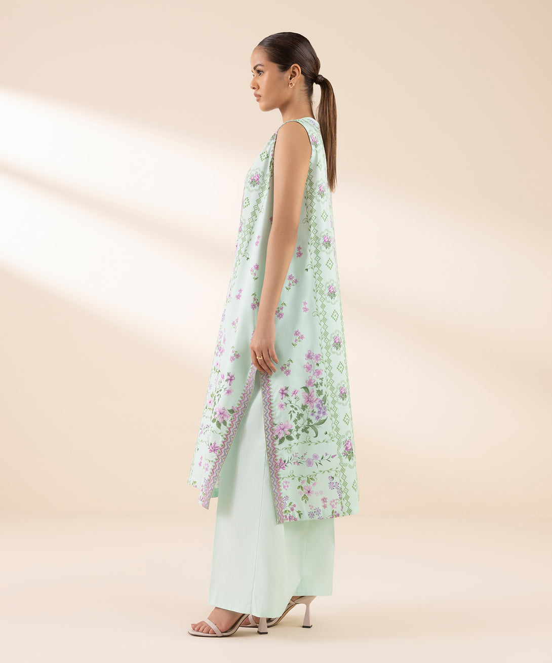 Women's Unstitched Lawn Embroidered Blue 2 Piece Suit