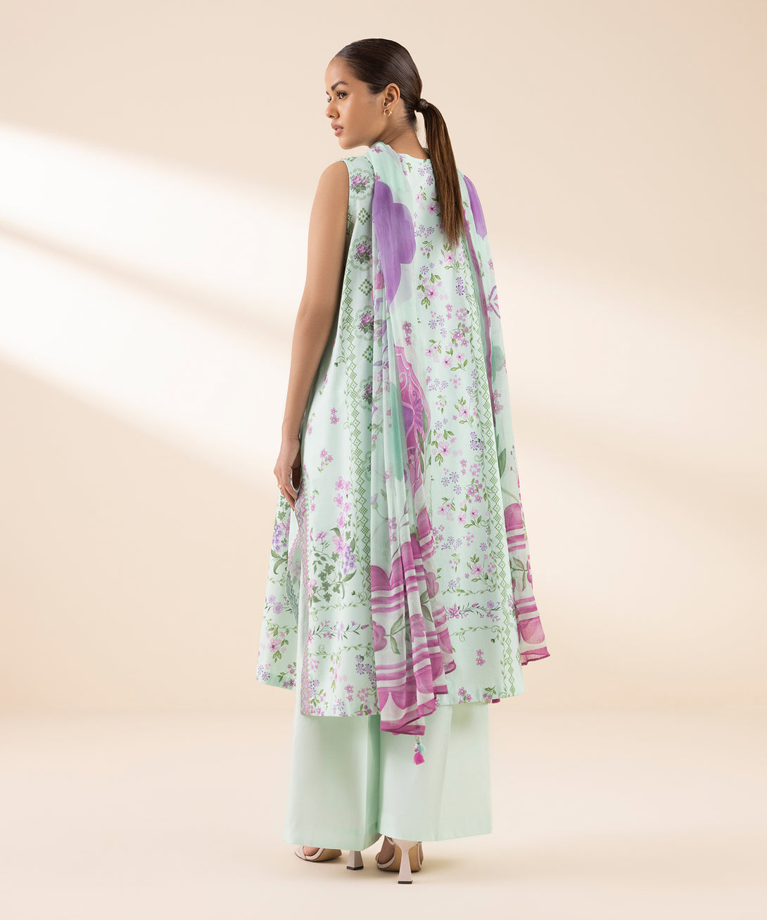 Women's Unstitched Lawn Embroidered Blue 2 Piece Suit