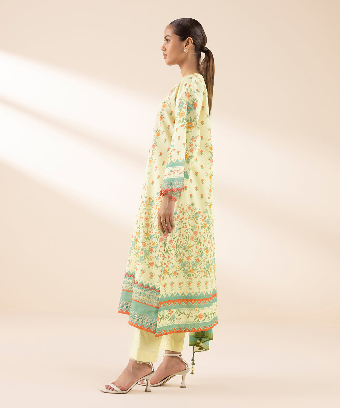 Women's Unstitched Lawn Embroidered Multi 2 Piece Suit