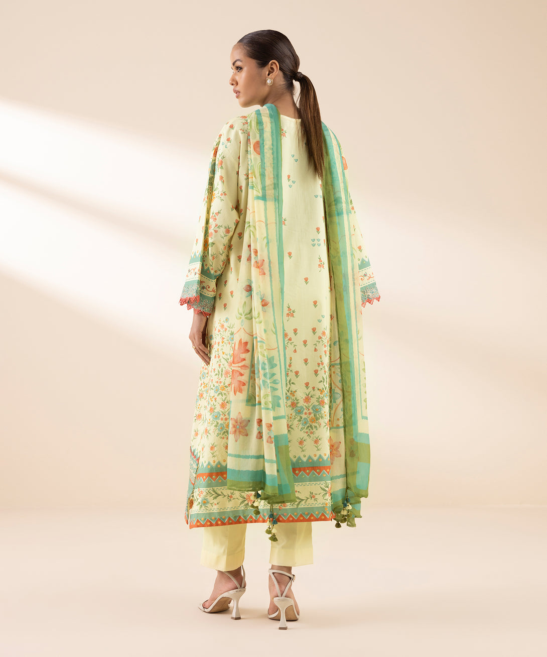 Women's Unstitched Lawn Embroidered Multi 2 Piece Suit