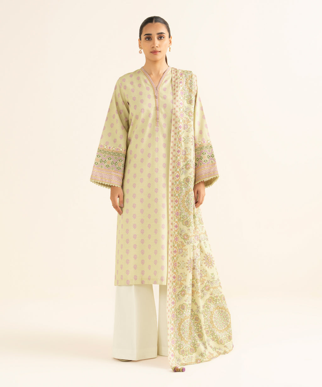 2 Piece -  Embroidered Light Khaddar Suit