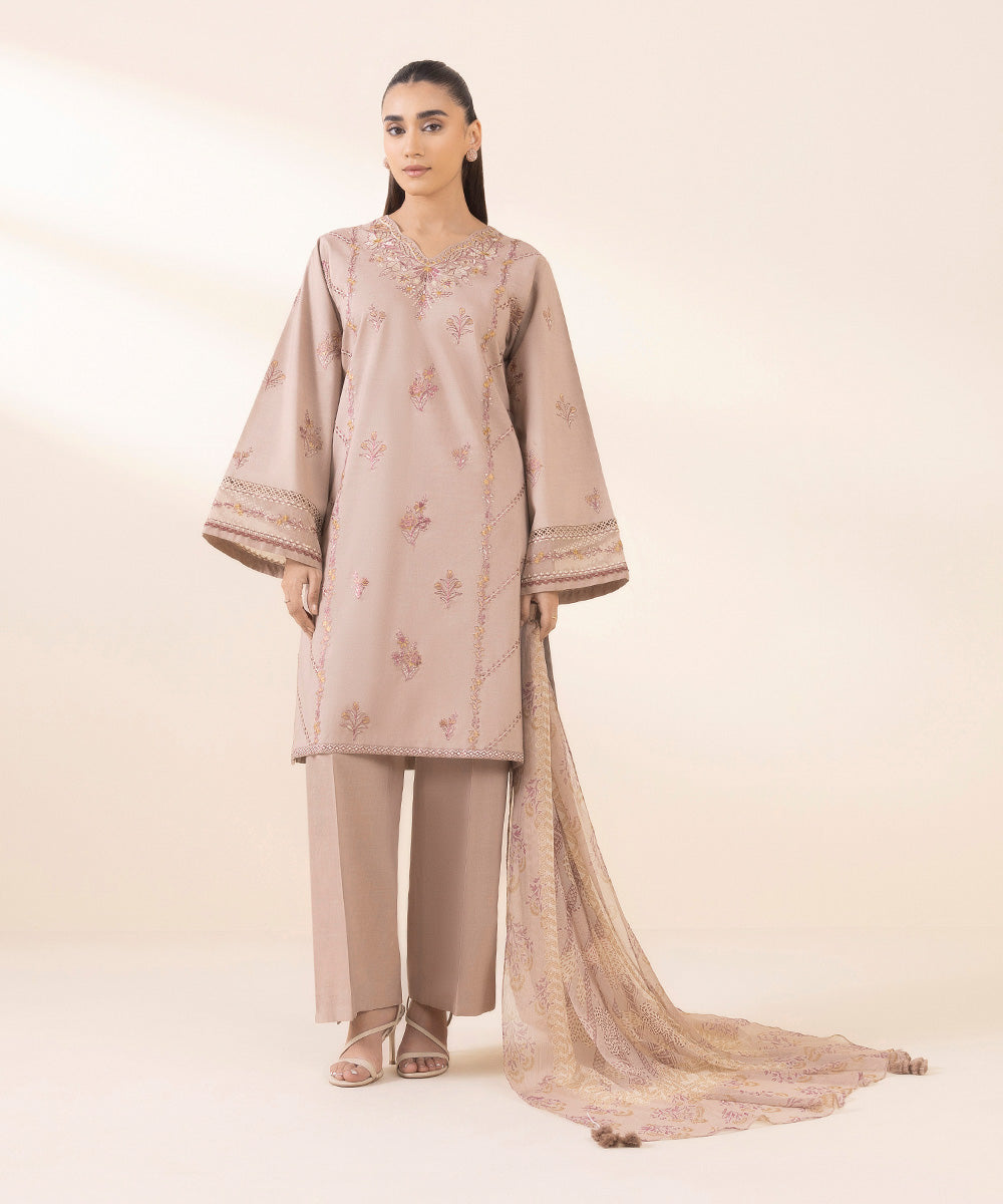 2 Piece - Embroidered Cotton Viscose Suit