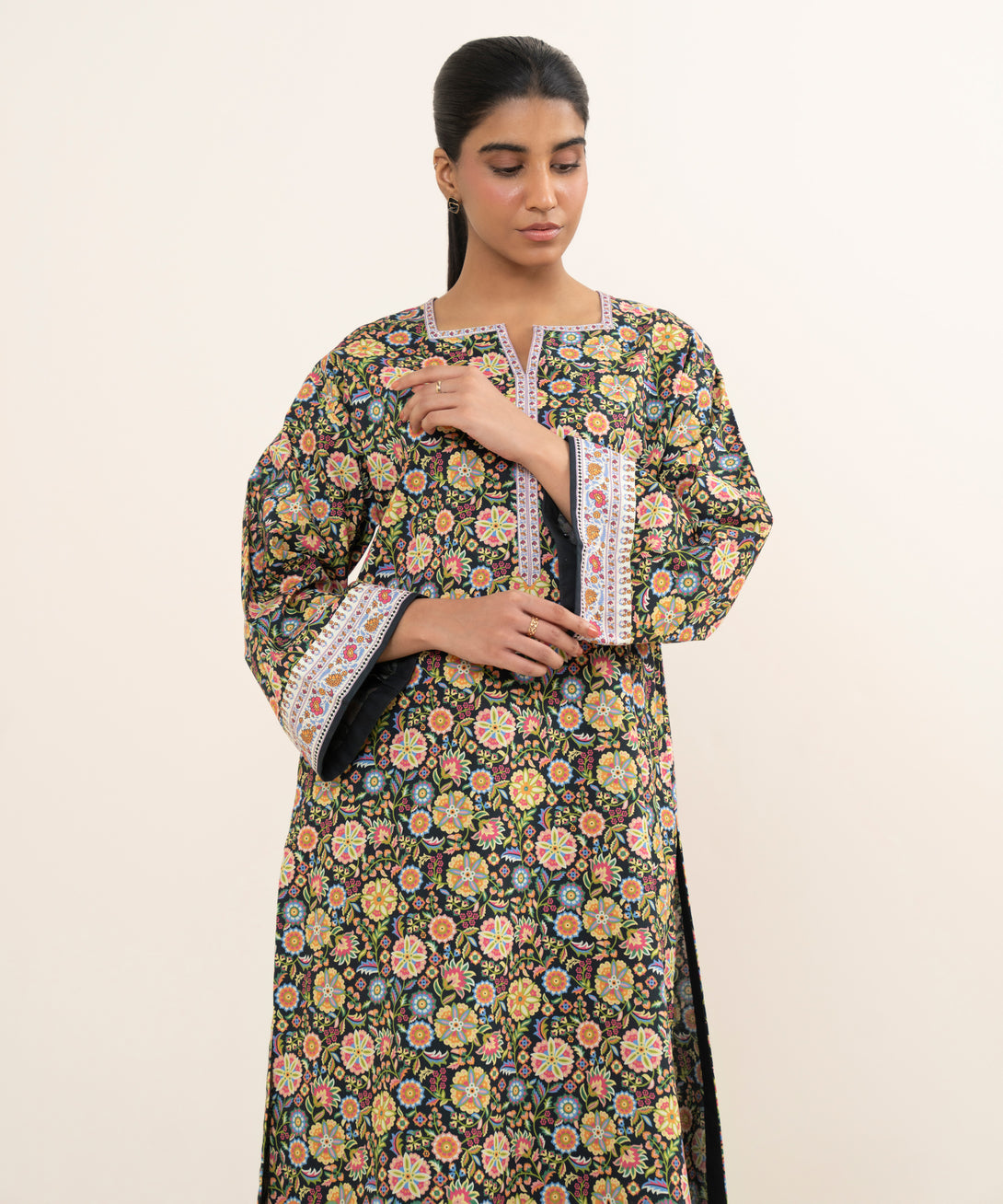 Women's Unstitched Cotton Printed Multi 2 Piece Suit