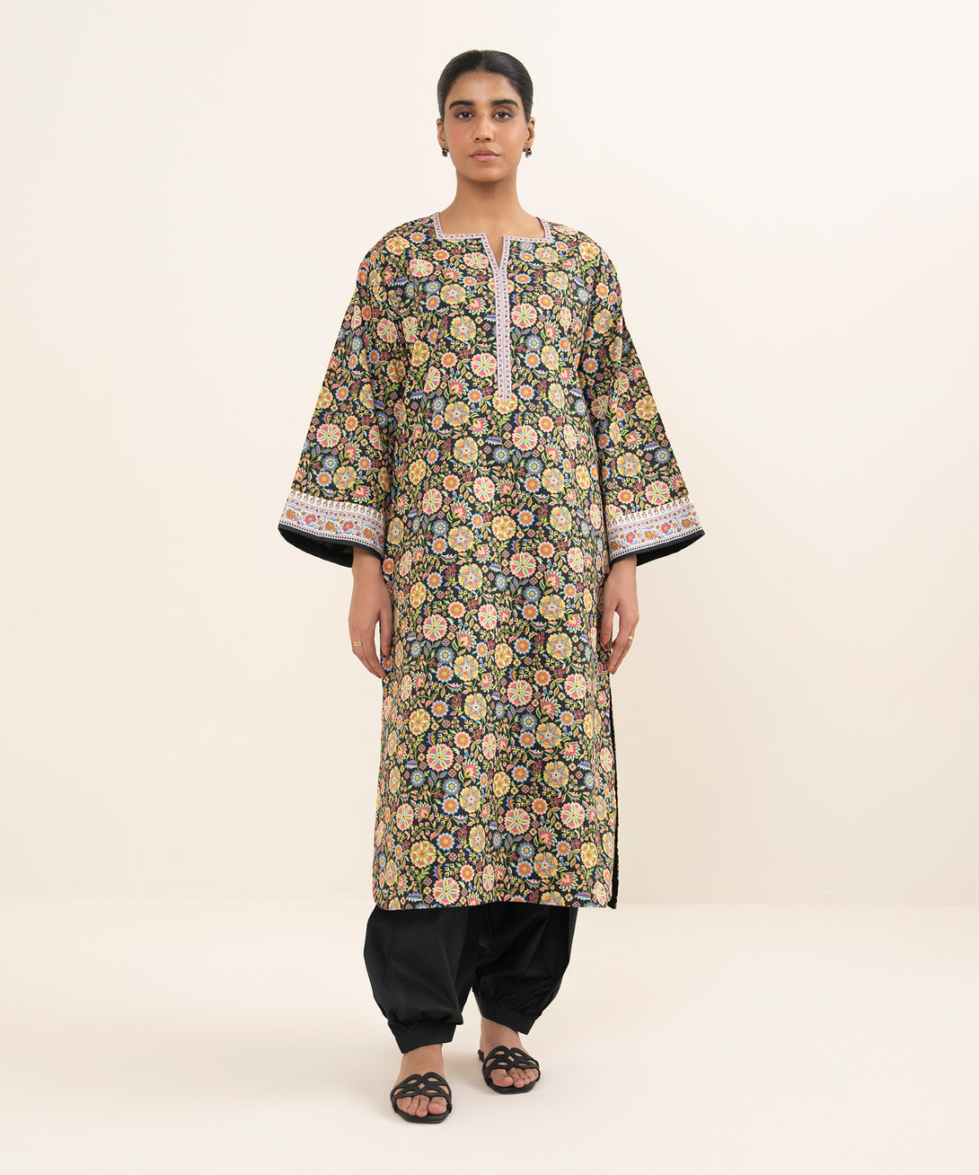 Women's Unstitched Cotton Printed Multi 2 Piece Suit
