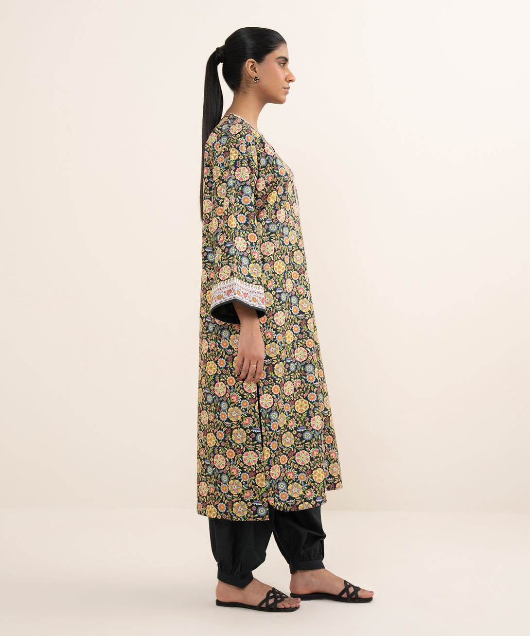 Women's Unstitched Cotton Printed Multi 2 Piece Suit