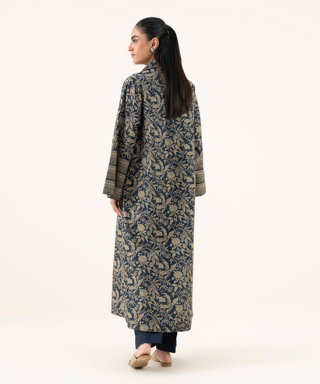 Women's Unstitched Cotton Printed Blue Two Piece Suit