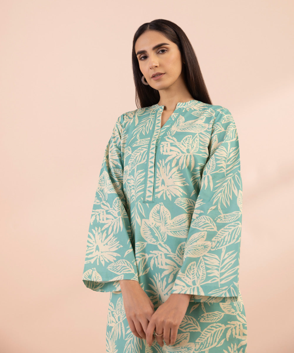 Women's Unstitched Lawn Printed Blue 2 Piece Suit