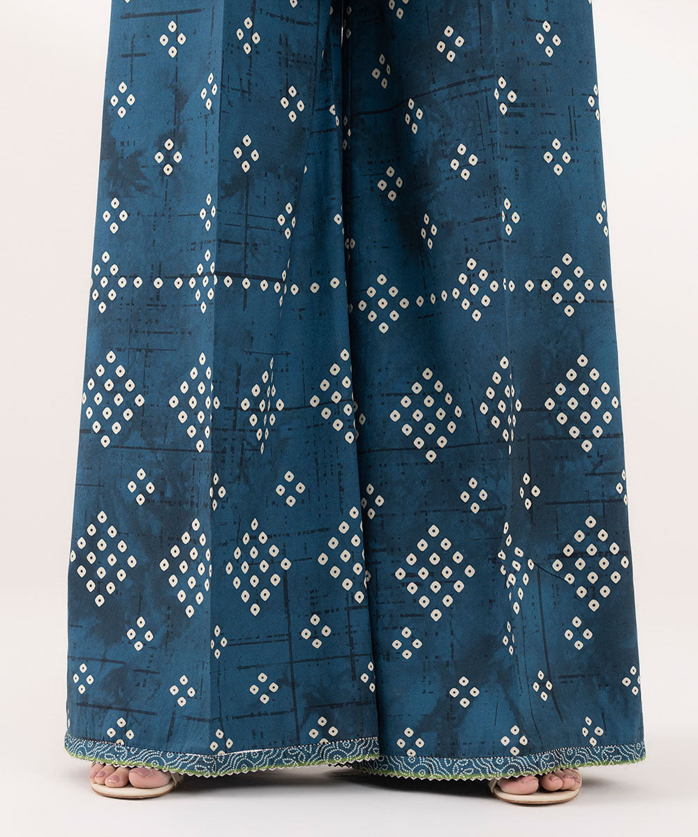 Women's Pret Cambric Printed Blue Culottes