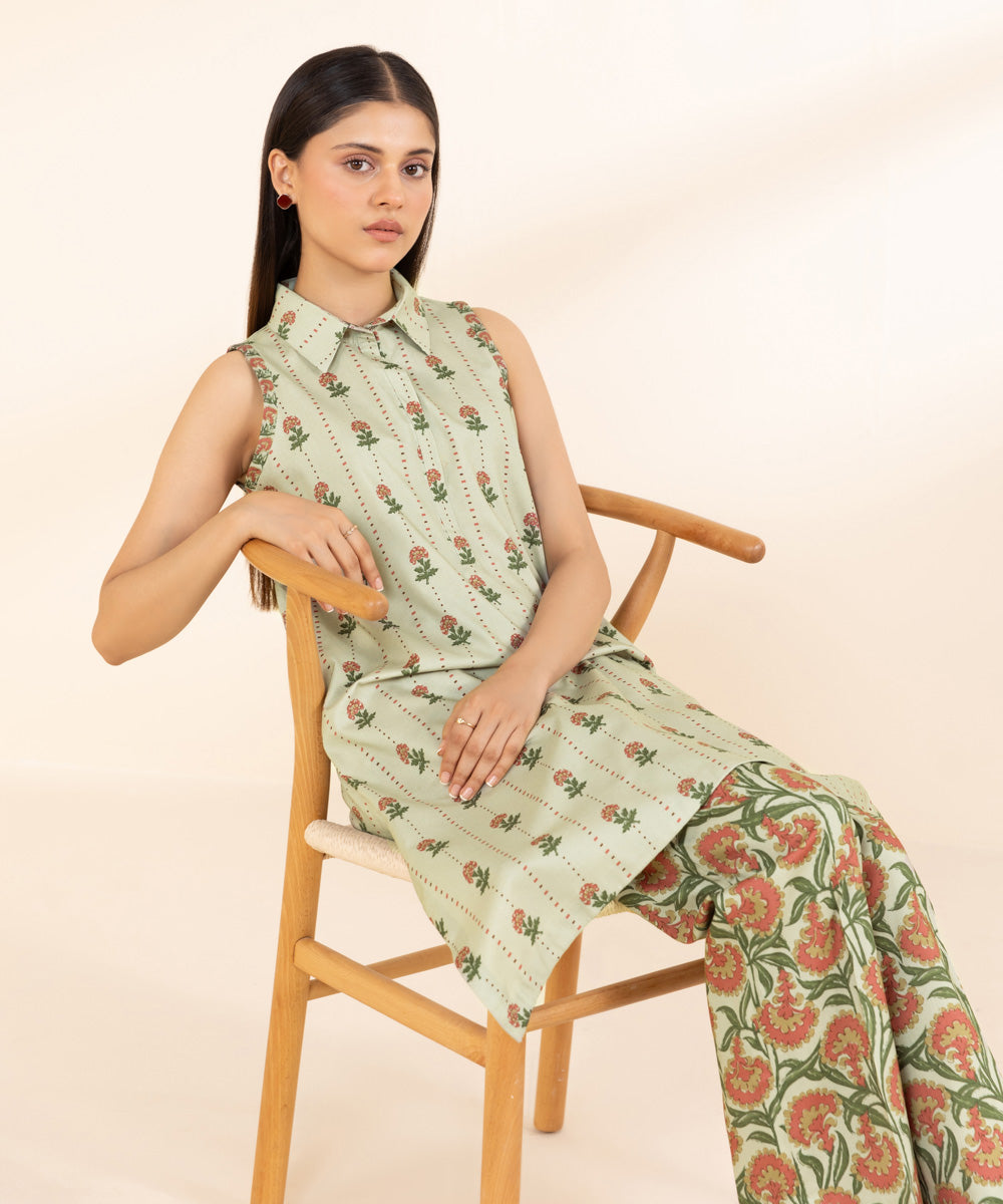 Women's Unstitched Printed Linen Multi 2 Piece Suit