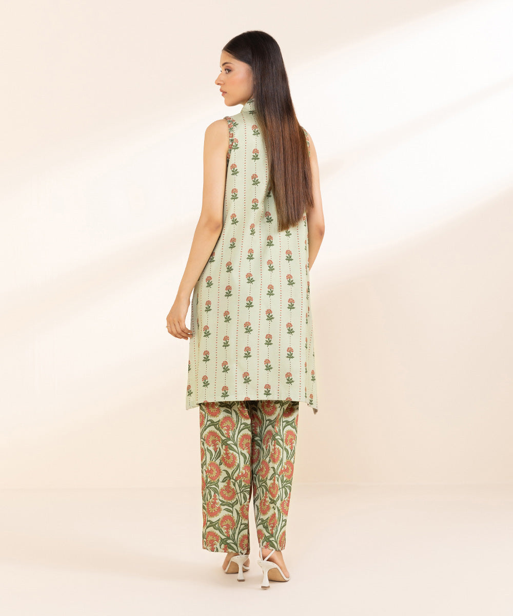 Women's Unstitched Printed Linen Multi 2 Piece Suit