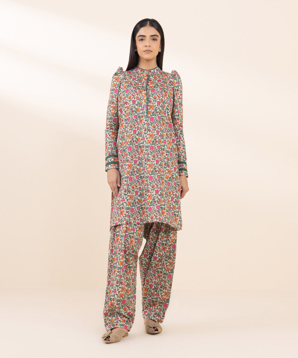 Women's Unstitched Cambric Printed Multi 2 Piece Suit