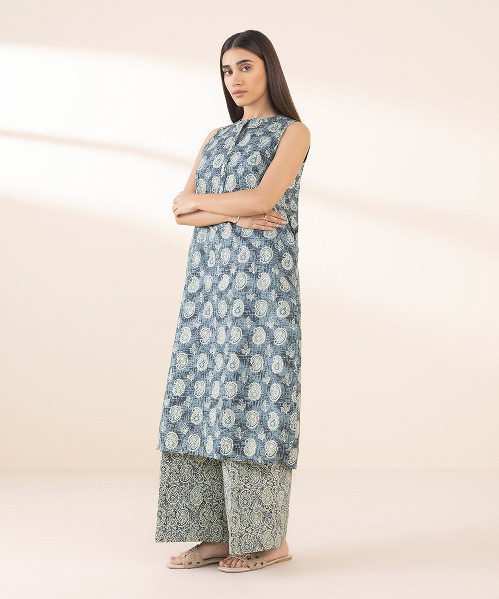 2 Piece - Printed Cotton Suit