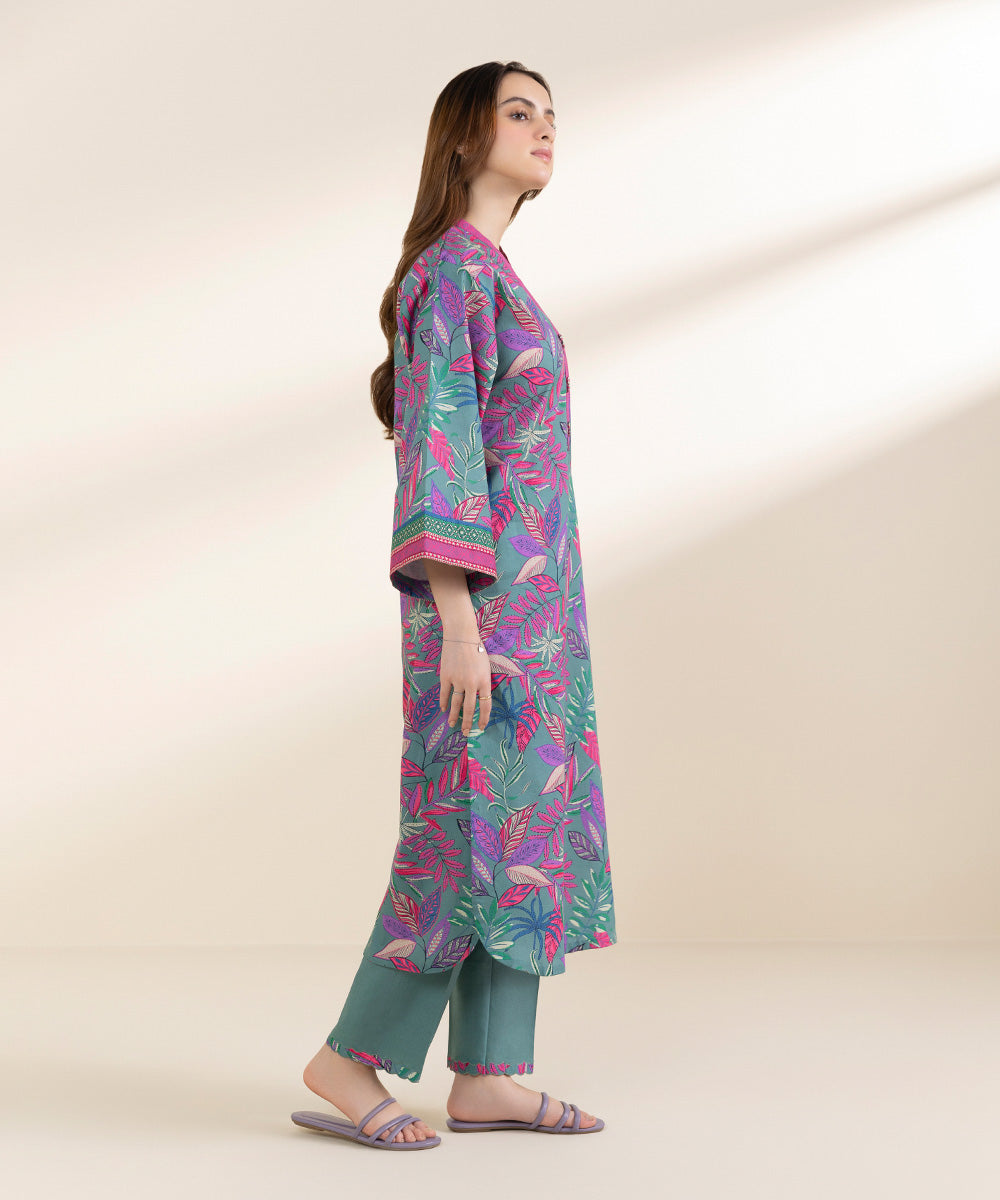 Unstitched Women's Printed Lawn Multi Shirt Trousers
