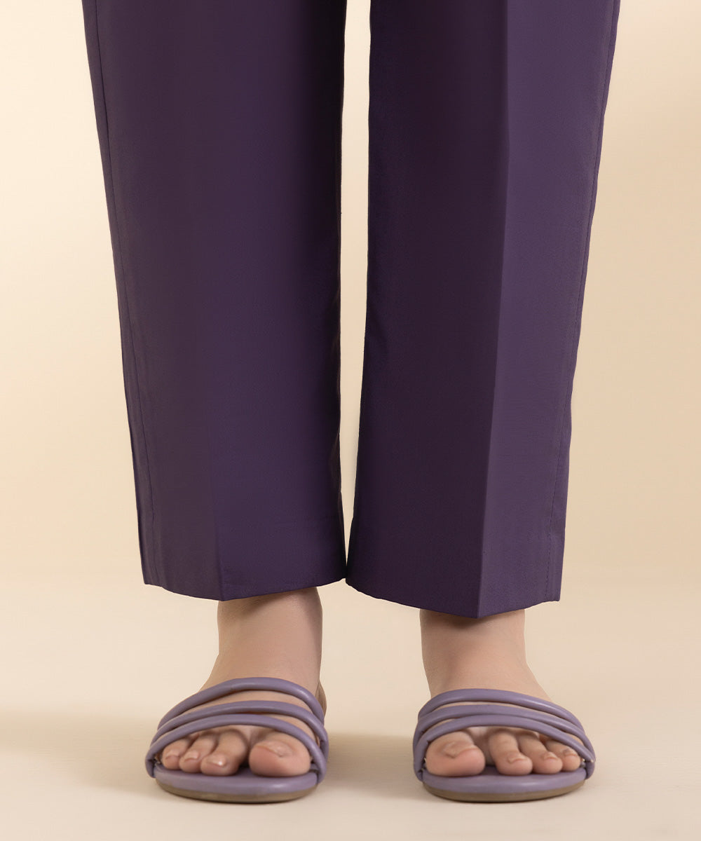 Unstitched Women's Printed Lawn Purple Shirt Trousers