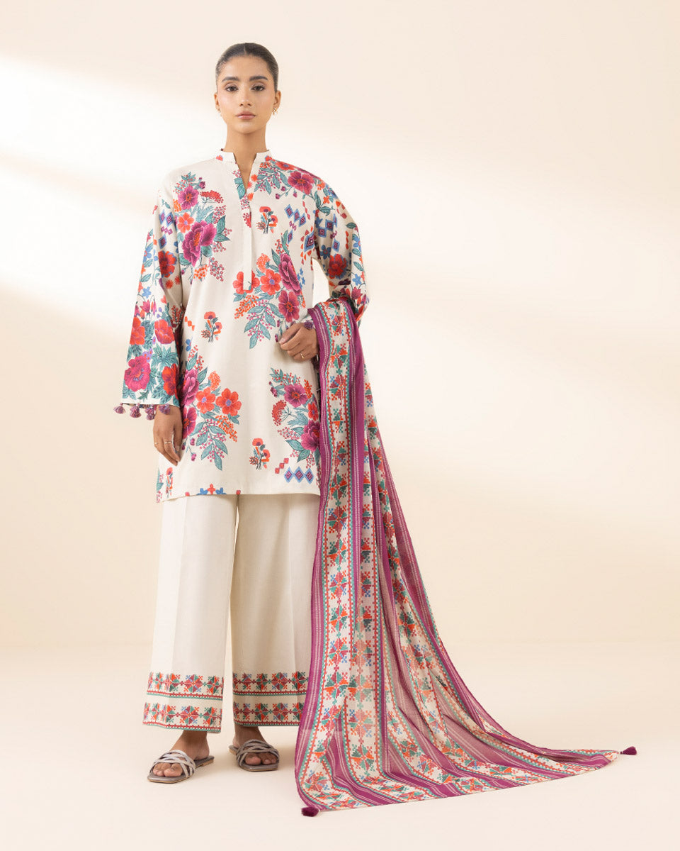 Unstitched Women's Multi Lawn 3 Piece Suit