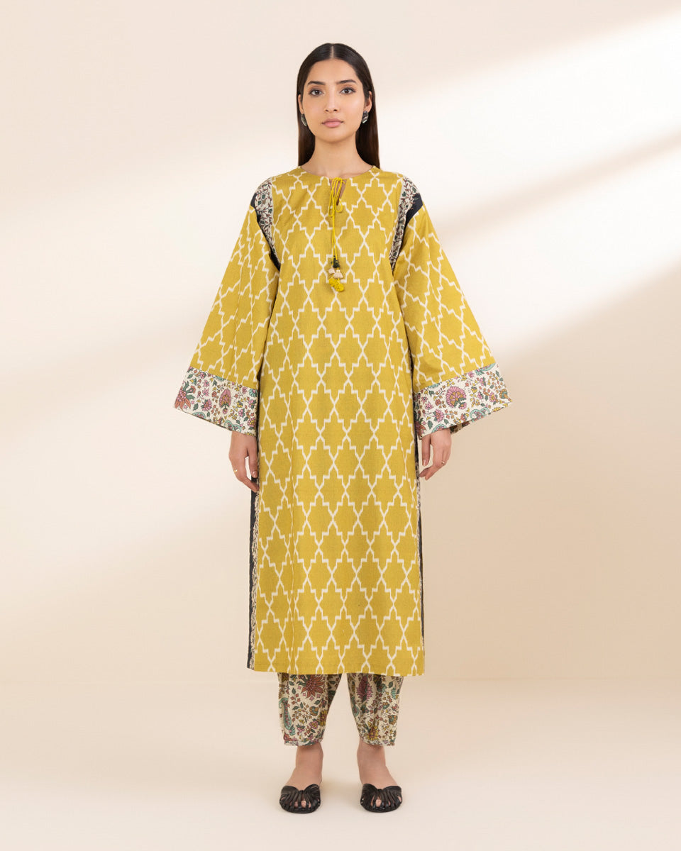 Unstitched Women's Yellow Lawn Shirt Trousers
