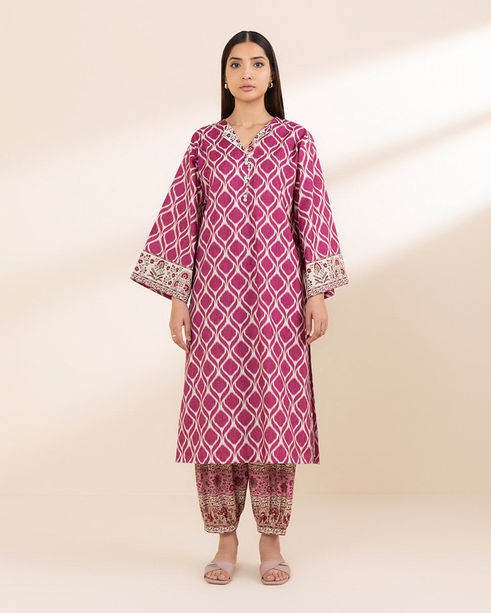 Unstitched Women's Pink Lawn Shirt Trousers
