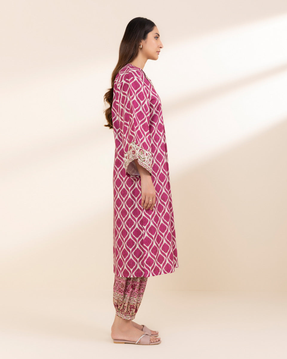 Unstitched Women's Pink Lawn Shirt Trousers