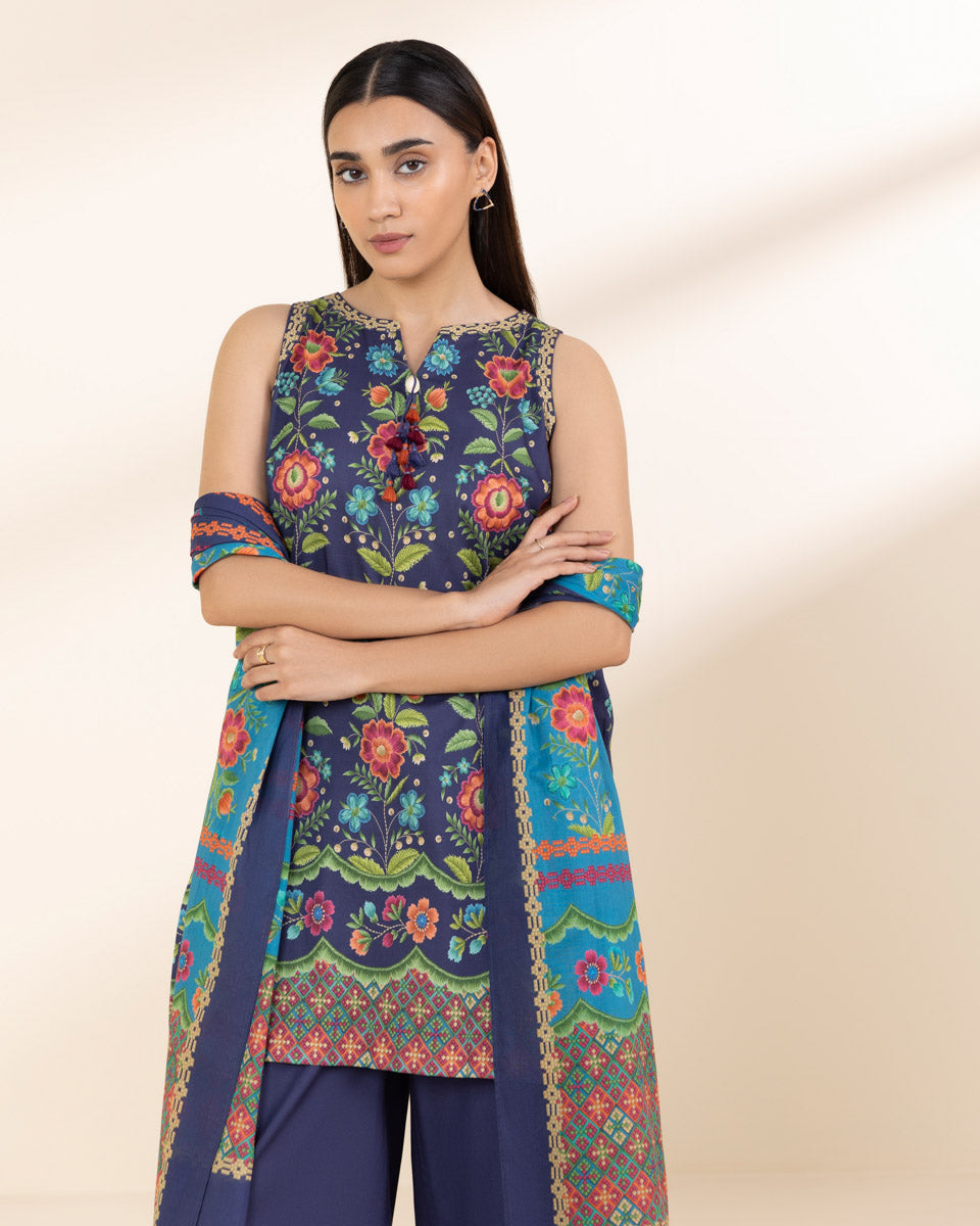 Unstitched Women's Multi Lawn 3 Piece Suit
