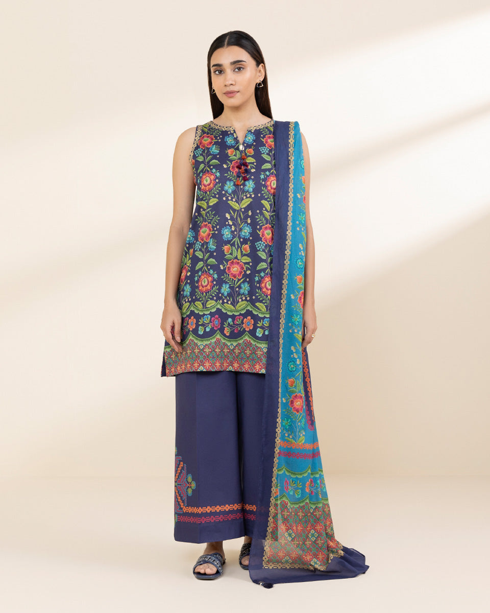 Unstitched Women's Multi Lawn 3 Piece Suit