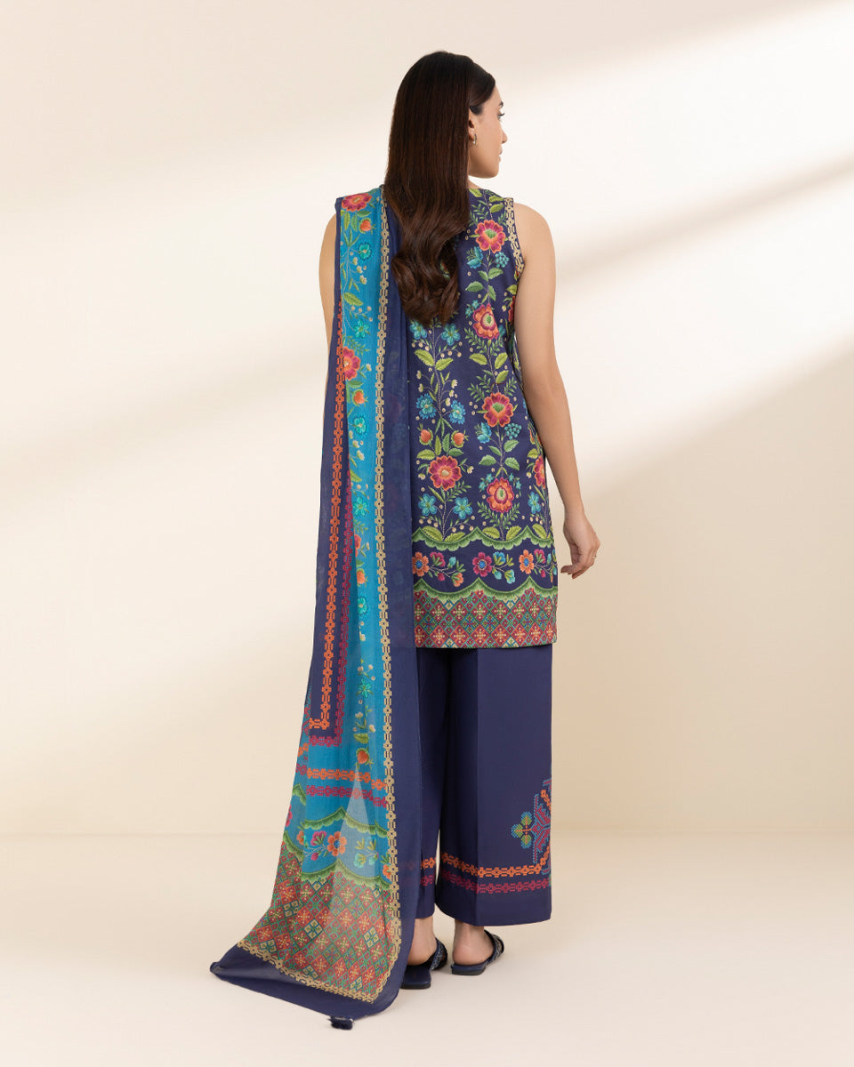 Unstitched Women's Multi Lawn 3 Piece Suit