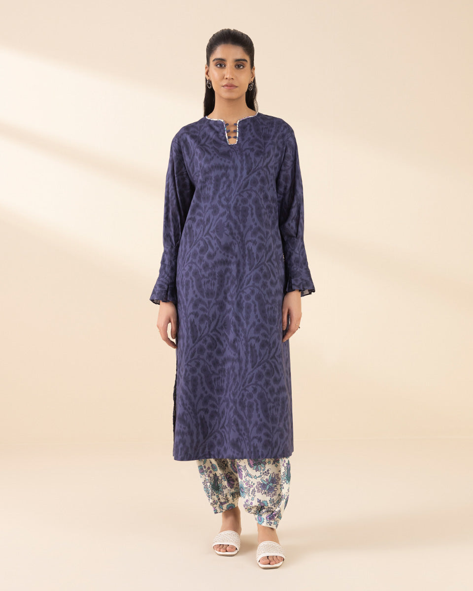 Unstitched Women's Blue Lawn Shirt Trousers
