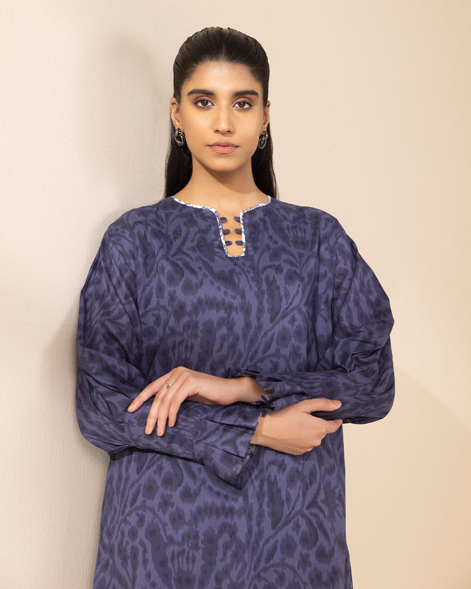 Unstitched Women's Blue Lawn Shirt Trousers