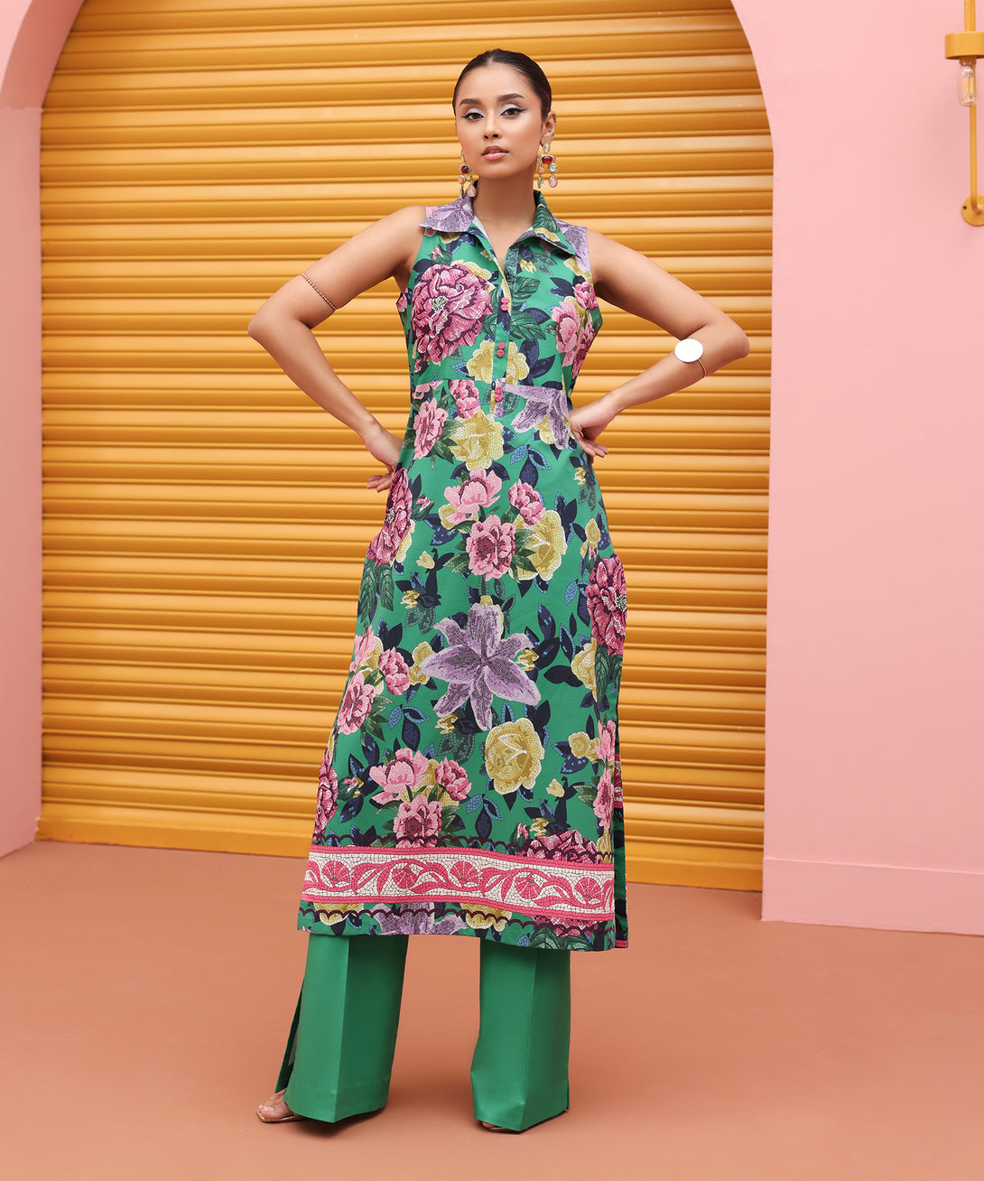 Women's Unstitched Lawn Printed Multi 2 Piece Suit