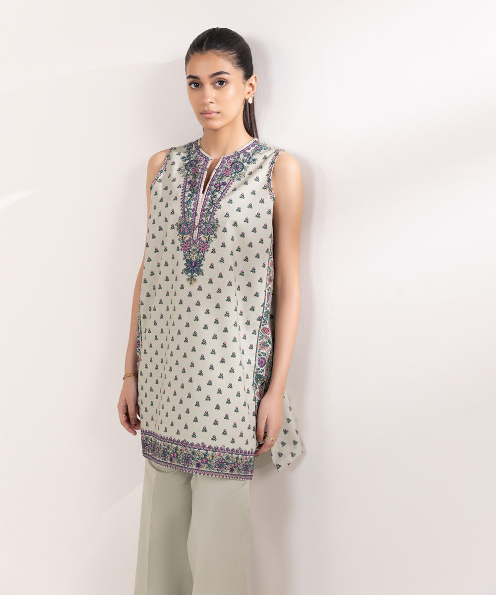 Women's Unstitched Cambric Embroidered Green 2 Piece Suit