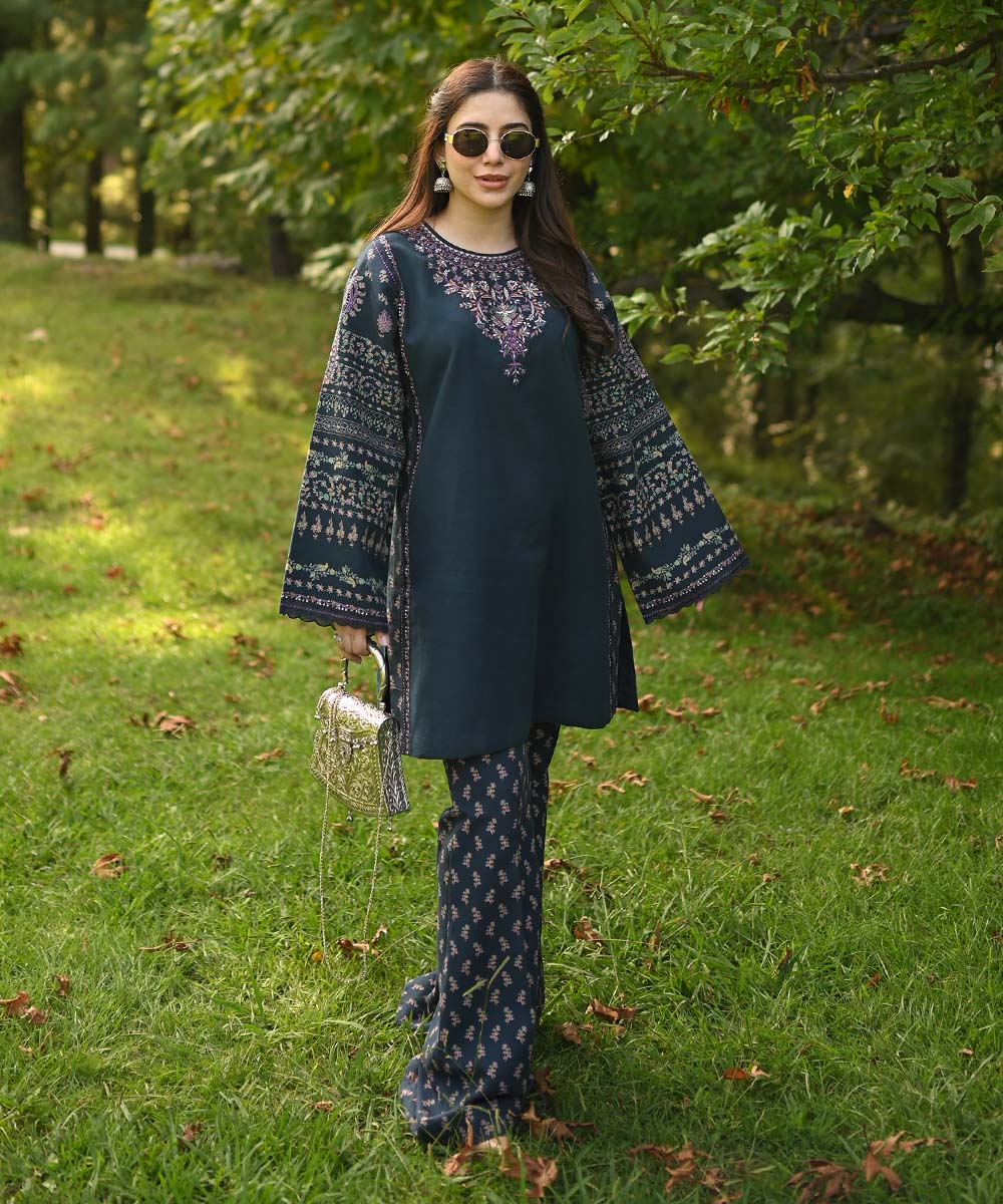 2 Piece - Embroidered Light Khaddar Suit