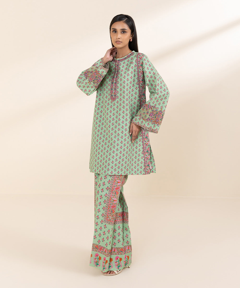 2 Piece - Embroidered Light Khaddar Suit