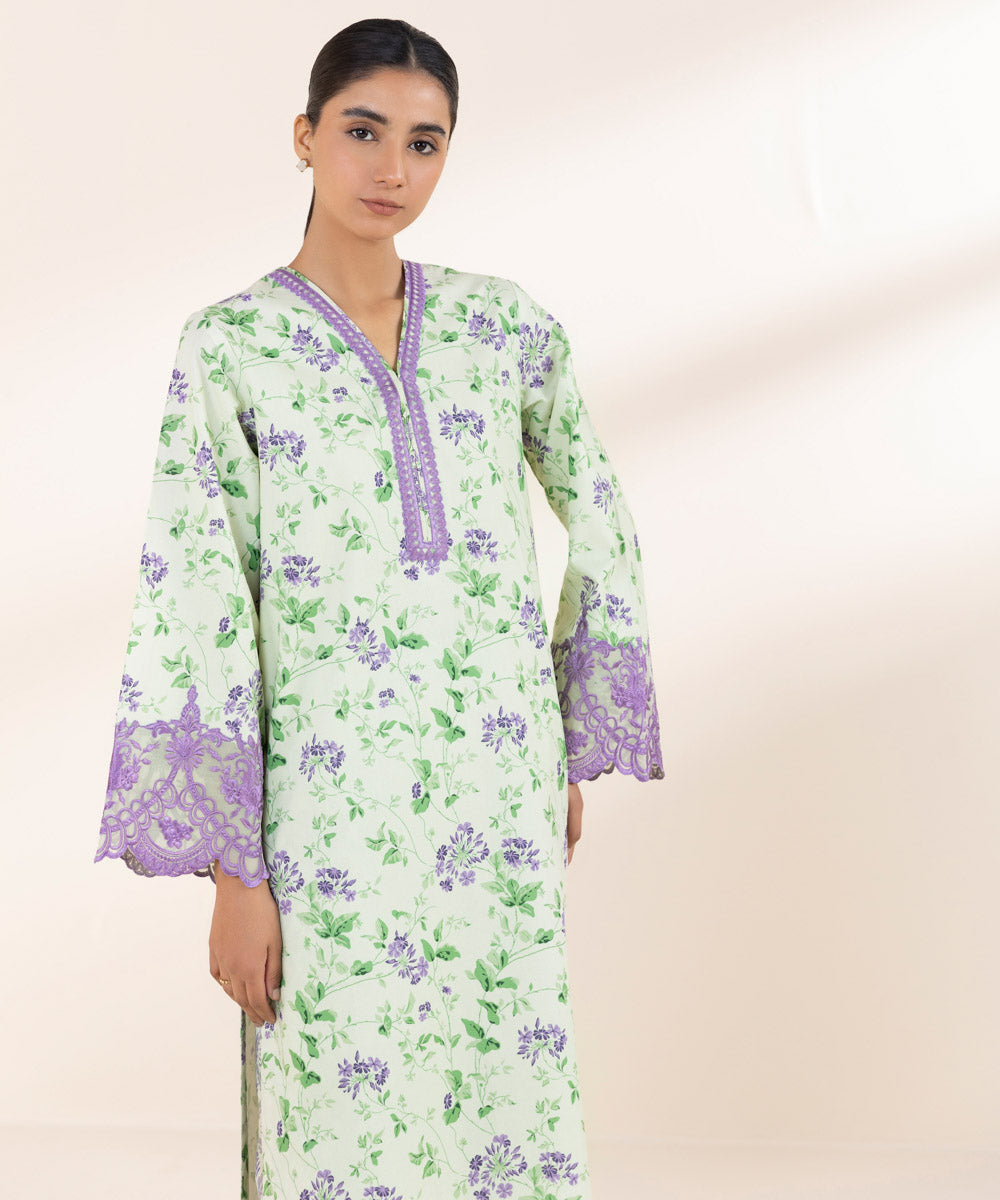 Women's Unstitched Green Lawn 2 Piece Suit