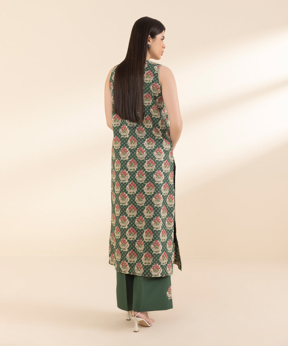 Unstitched Women's Embroidered Lawn Green Shirt Trousers