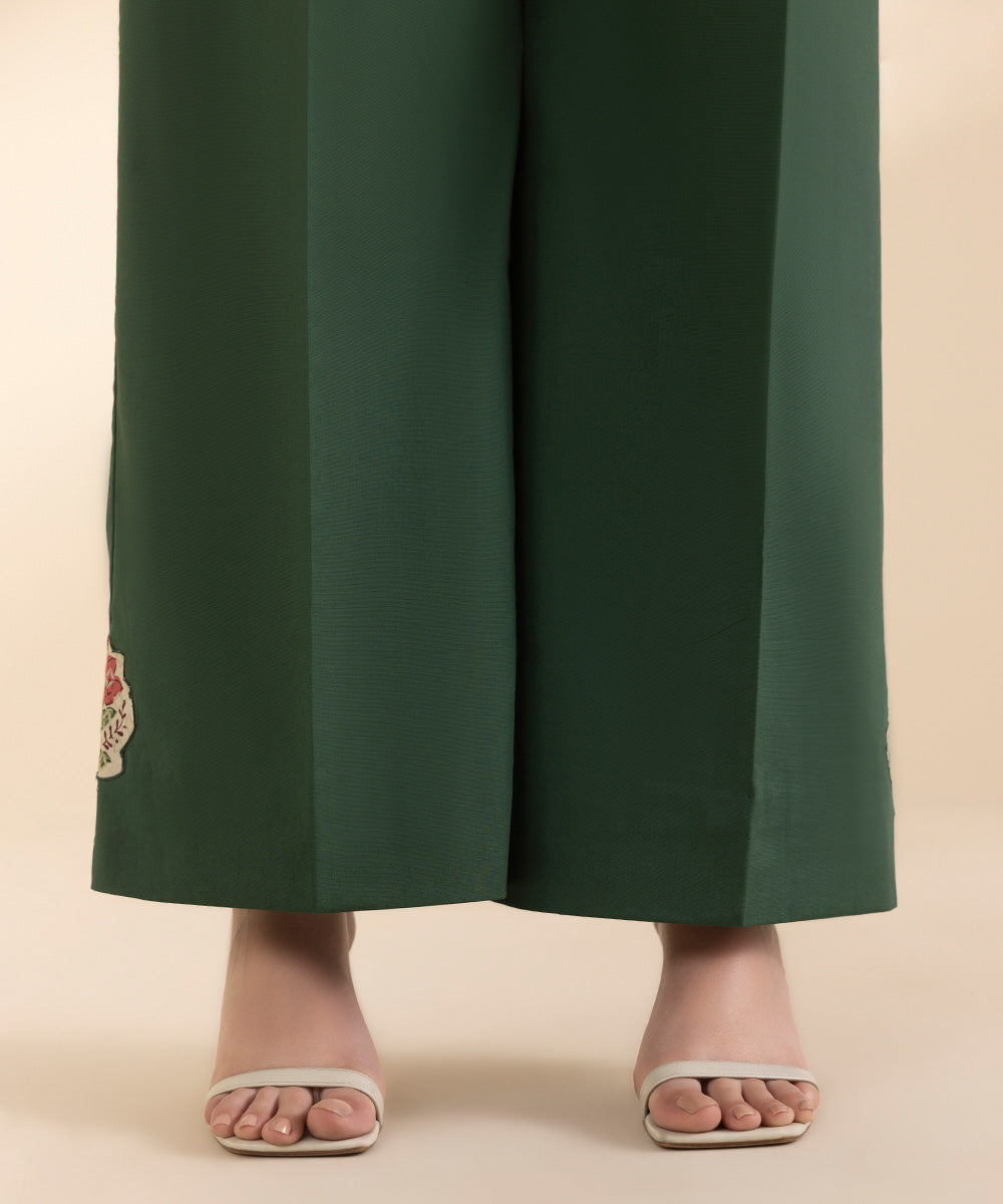 Unstitched Women's Embroidered Lawn Green Shirt Trousers