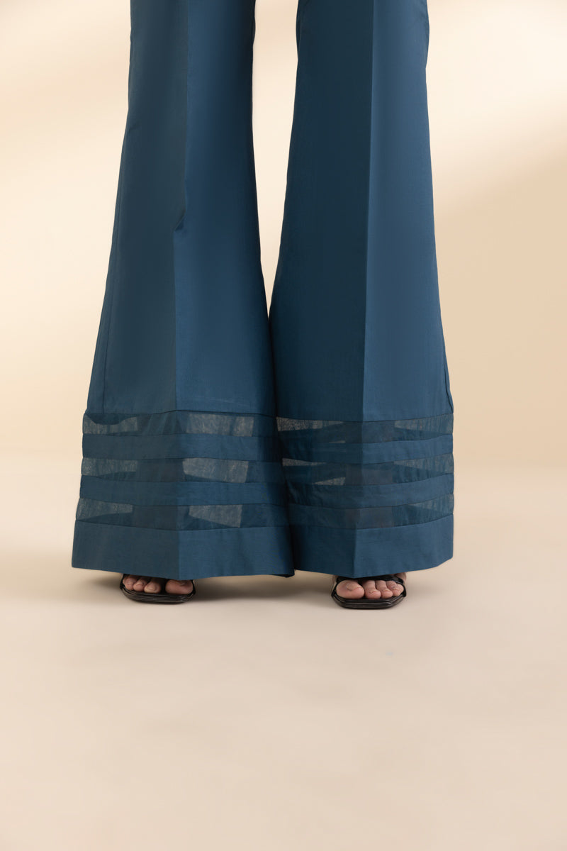 Unstitched Women's Embroidered Lawn Blue Shirt Trousers